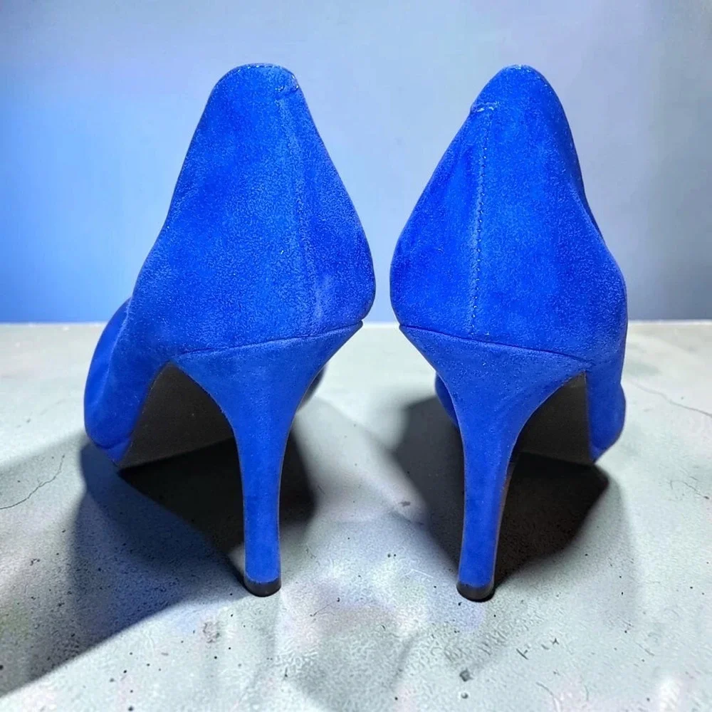 BCBGeneration Pumps Shoes 8.5 Womens Blue Suede Pointed Toe High Heels Stiletto